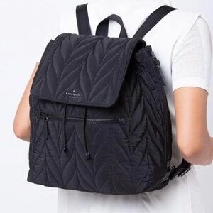KATE SPADE ELLIE LARGE FLAP QUILTED BACKPACK BLACK EUC